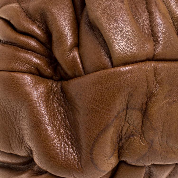 Pre Owned Miu Miu Brown Matelasse Lux Leather Coffer Hobo