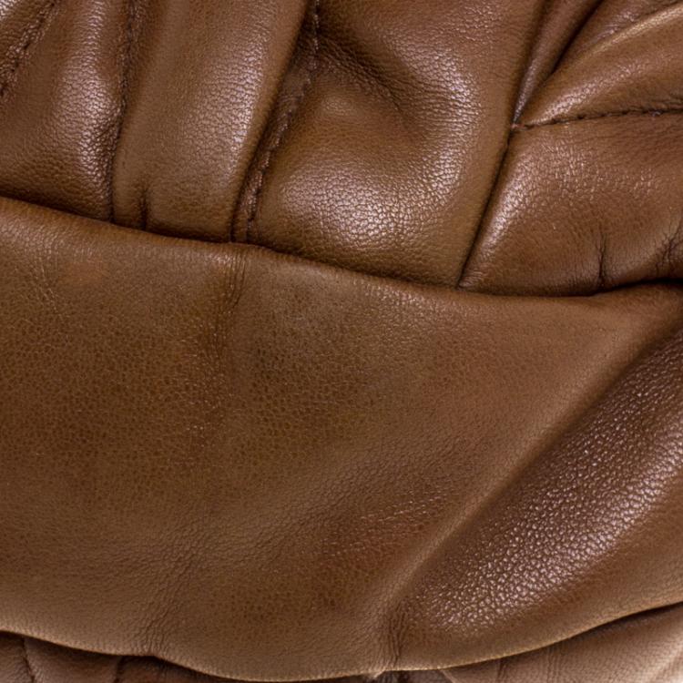 Pre Owned Miu Miu Brown Matelasse Lux Leather Coffer Hobo