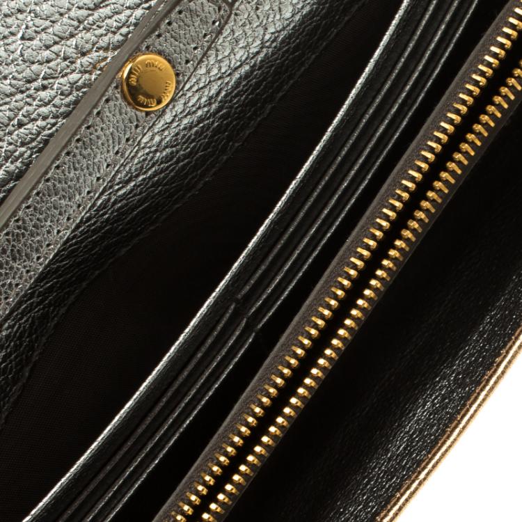 Pre Owned Miu Miu Gold/Silver Leather Madras WOC