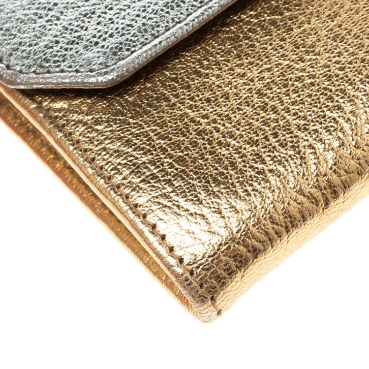 Pre Owned Miu Miu Gold/Silver Leather Madras WOC