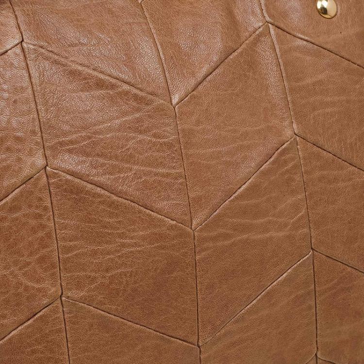 Pre Owned Miu Miu Brown Nappa Leather Patchwork Tote