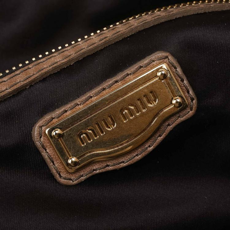 Pre Owned Miu Miu Brown Nappa Leather Patchwork Tote