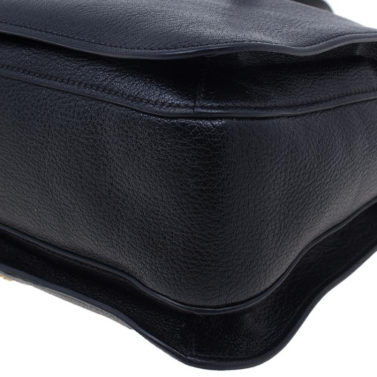 Pre Owned Miu Miu Black Leather Madras Executive Tote