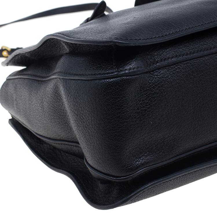 Pre Owned Miu Miu Black Leather Madras Executive Tote