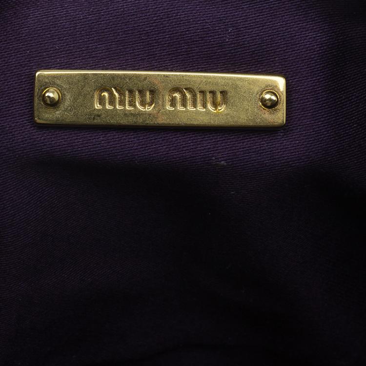 Pre Owned Miu Miu Yellow Matelasse Leather Clutch