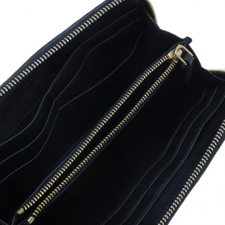Pre Owned Miu Miu Black Leather Matelasse Wallet