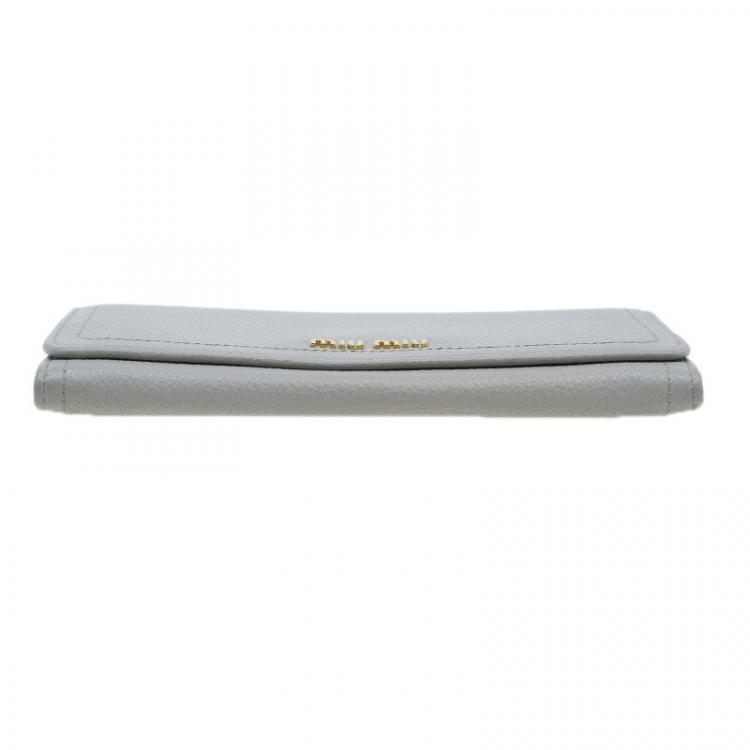 Pre Owned Miu Miu Grey Leather Continental Wallet