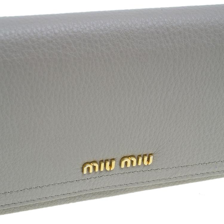 Pre Owned Miu Miu Grey Leather Continental Wallet
