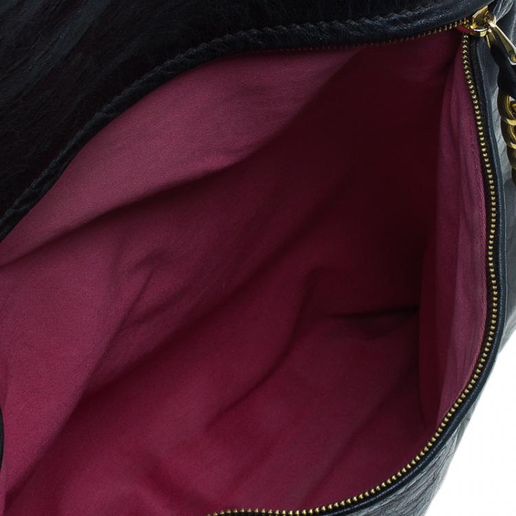 Pre Owned Miu Miu Black Leather Oversized Glazed Shoulder Bag