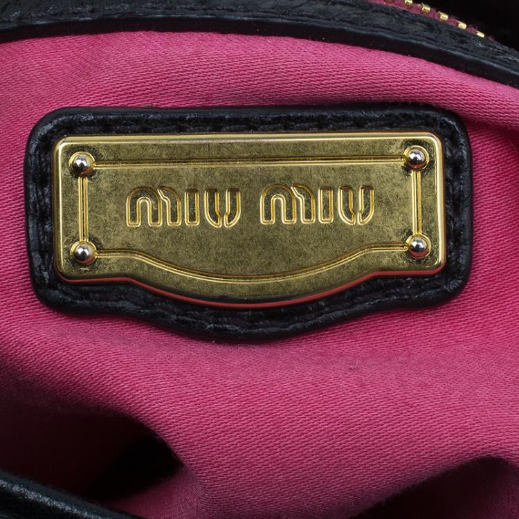 Pre Owned Miu Miu Black Leather Oversized Glazed Shoulder Bag
