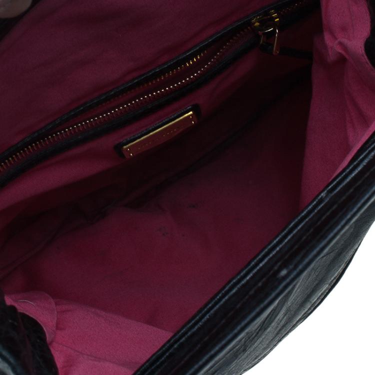 Pre Owned Miu Miu Black Leather Oversized Glazed Shoulder Bag