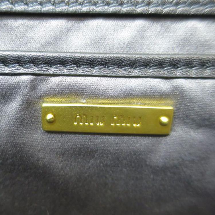 Pre Owned Miu Miu Black Sequin Frame Clutch 