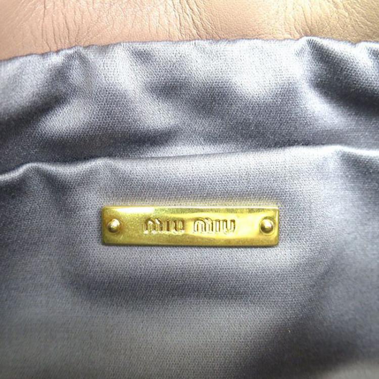 Pre Owned Miu Miu Beige Studded Frame Clutch 