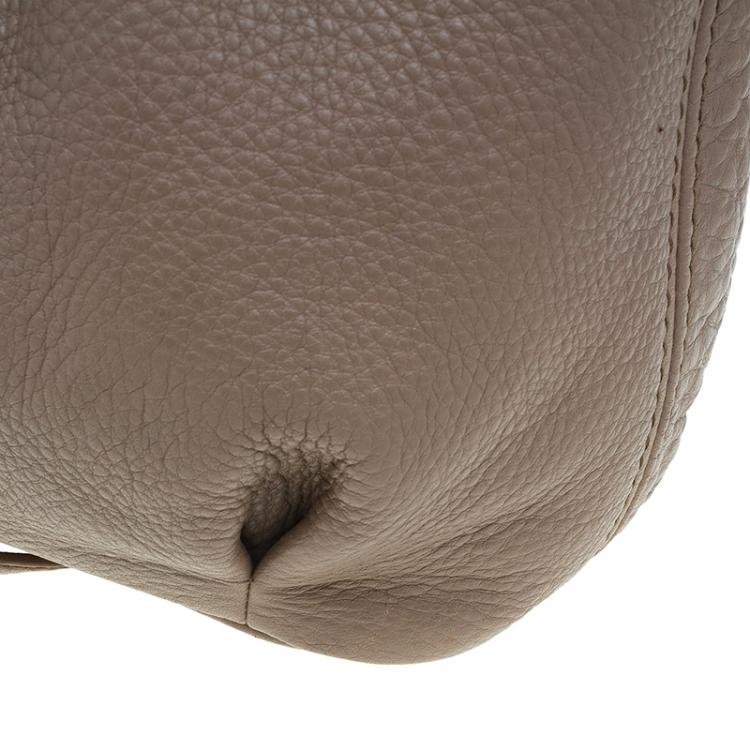 Pre Owned Miu Miu Beige Leather Small Taupe Tote Bag