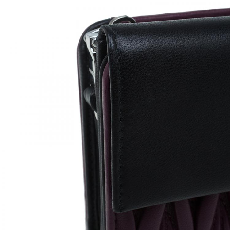 Pre Owned Miu Miu Purple and Black Matalasse Leather Compact Wallet