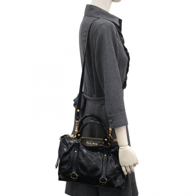 Miu Miu Vitello Lux Gathered Leather Handbag RN0423 Black Pony-style  calfskin ref.1000819 - Joli Closet
