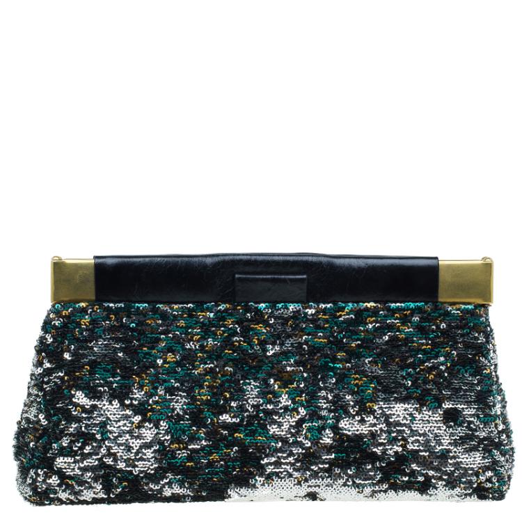 Pre Owned Miu Miu Multicolour Sequin Leather Clutch