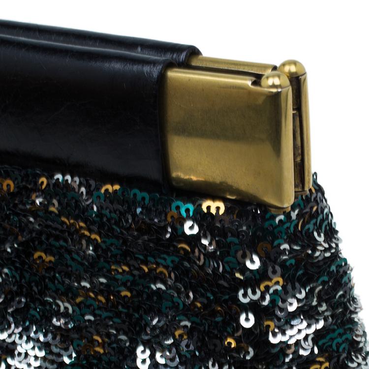 Pre Owned Miu Miu Multicolour Sequin Leather Clutch