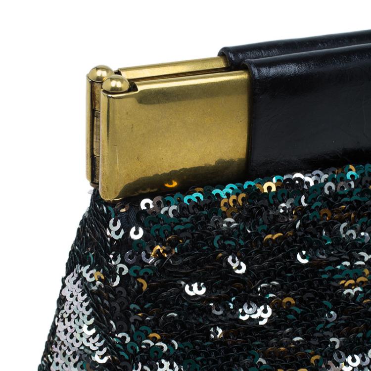 Pre Owned Miu Miu Multicolour Sequin Leather Clutch