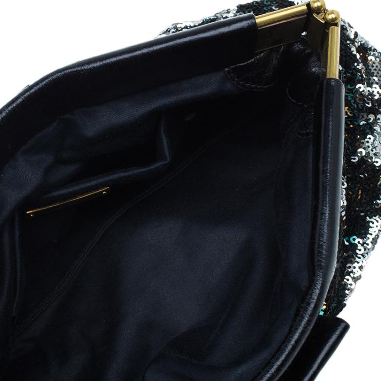 Pre Owned Miu Miu Multicolour Sequin Leather Clutch