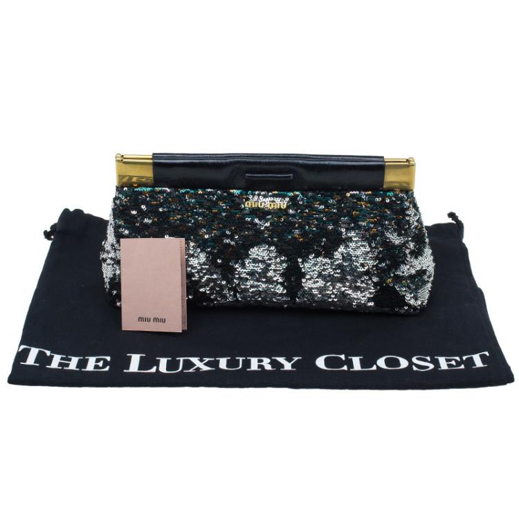Pre Owned Miu Miu Multicolour Sequin Leather Clutch