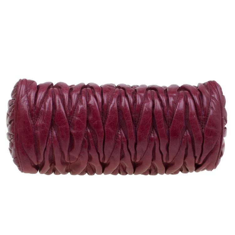 Pre Owned Miu Miu Rosewood Matelasse Vitello Lux Leather Shoulder Bag