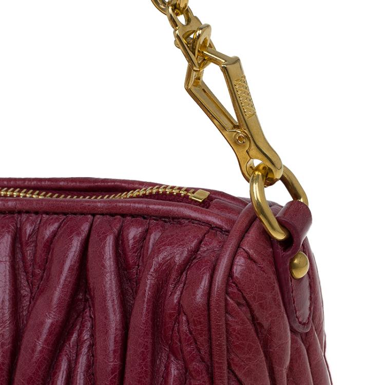 Pre Owned Miu Miu Rosewood Matelasse Vitello Lux Leather Shoulder Bag