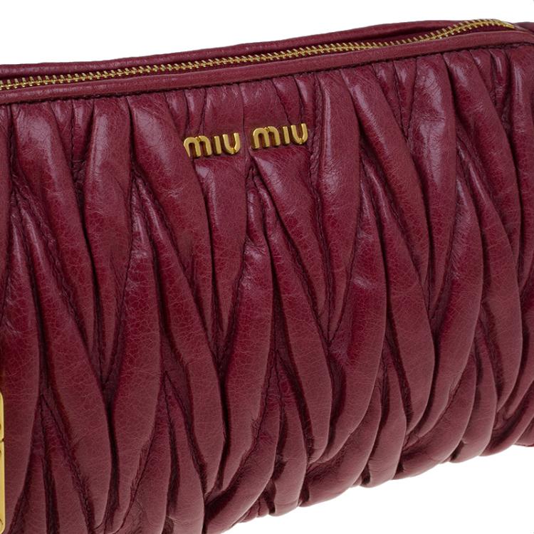 Pre Owned Miu Miu Rosewood Matelasse Vitello Lux Leather Shoulder Bag