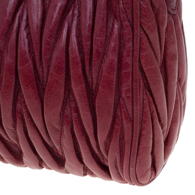 Pre Owned Miu Miu Rosewood Matelasse Vitello Lux Leather Shoulder Bag