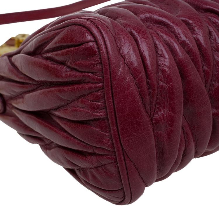Pre Owned Miu Miu Rosewood Matelasse Vitello Lux Leather Shoulder Bag