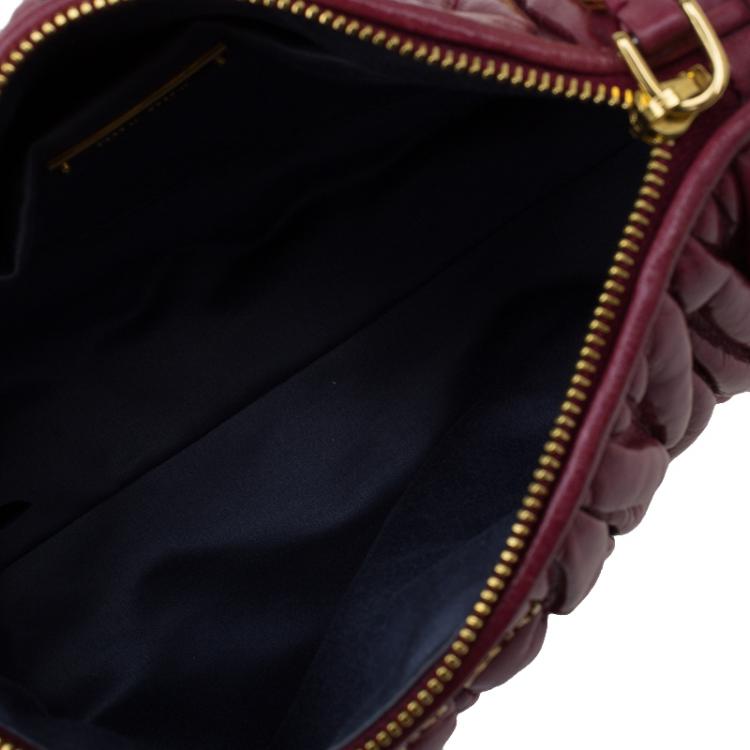 Pre Owned Miu Miu Rosewood Matelasse Vitello Lux Leather Shoulder Bag