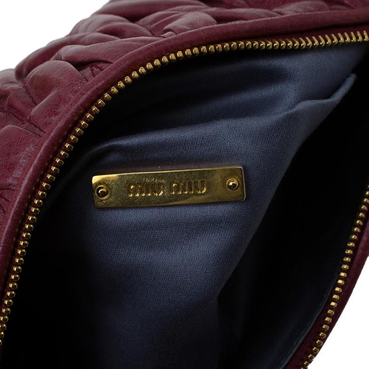 Pre Owned Miu Miu Rosewood Matelasse Vitello Lux Leather Shoulder Bag