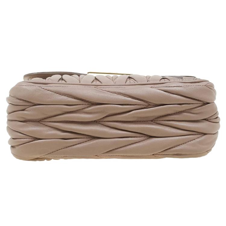 Pre Owned Miu Miu Beige Matelasse Leather Frame Shoulder Bag