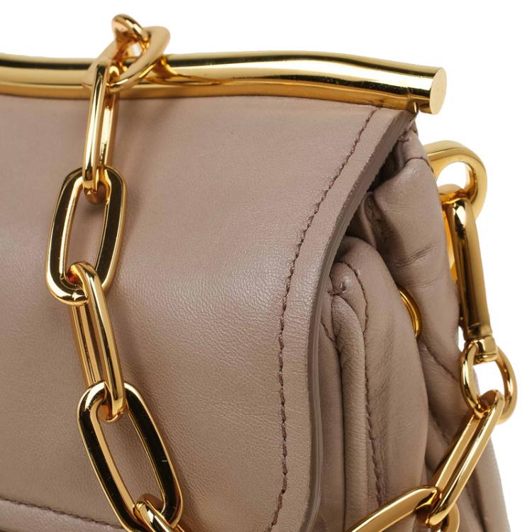 Pre Owned Miu Miu Beige Matelasse Leather Frame Shoulder Bag