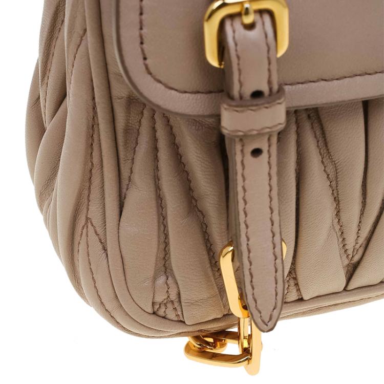 Pre Owned Miu Miu Beige Matelasse Leather Frame Shoulder Bag