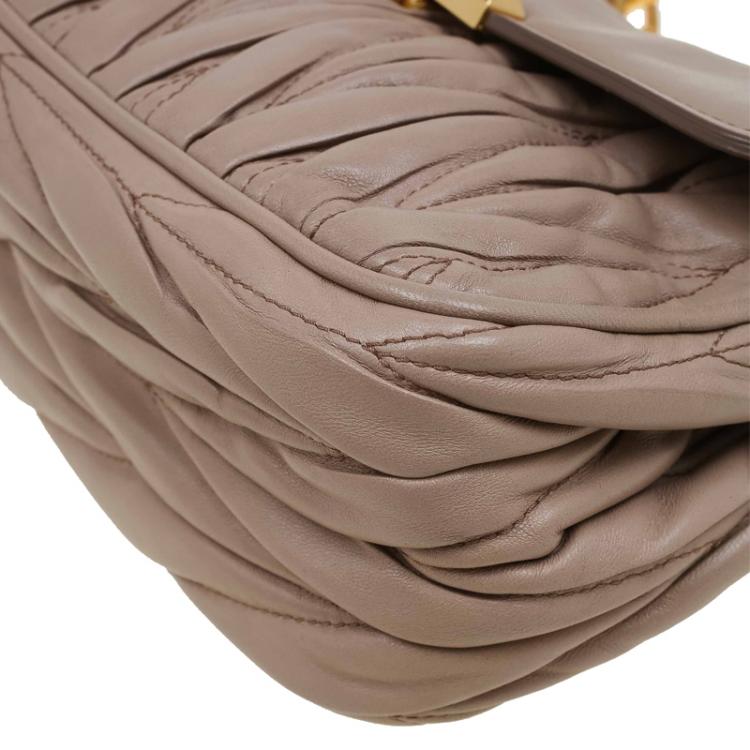 Pre Owned Miu Miu Beige Matelasse Leather Frame Shoulder Bag