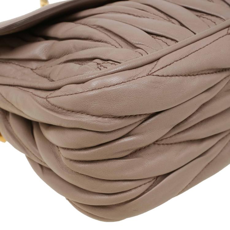 Pre Owned Miu Miu Beige Matelasse Leather Frame Shoulder Bag