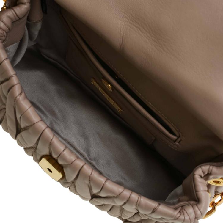 Pre Owned Miu Miu Beige Matelasse Leather Frame Shoulder Bag