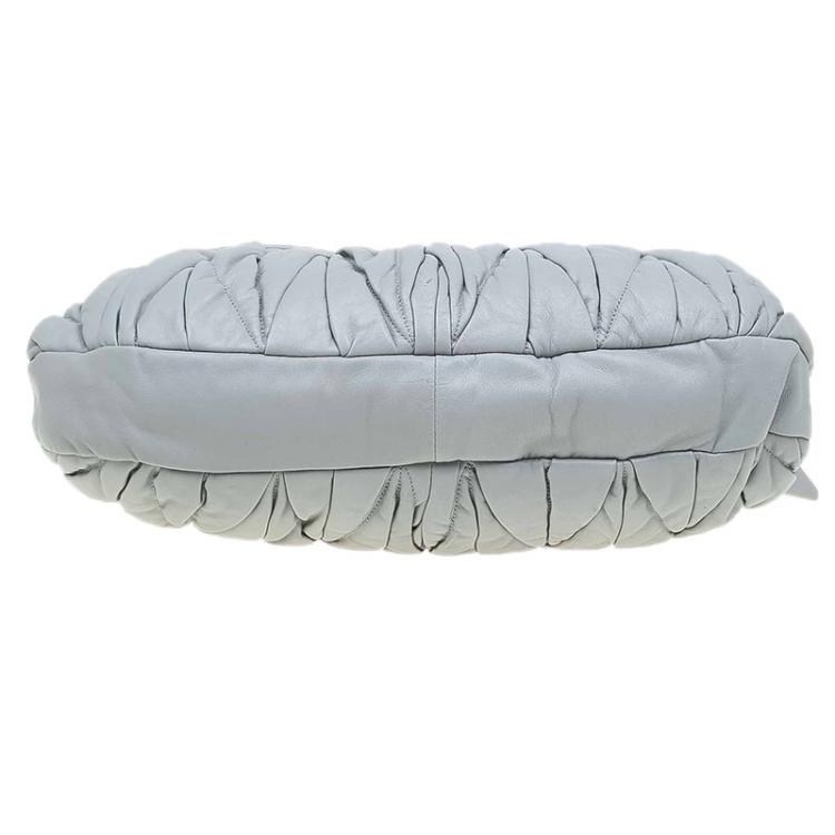 Pre Owned Miu Miu Grey Matelasse Lux Leather Coffer Hobo