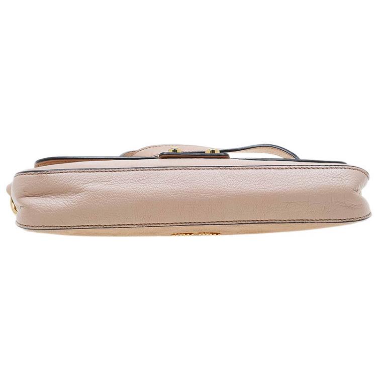 Pre Owned Miu Miu Beige Leather Madras Argilla Shoulder Bag