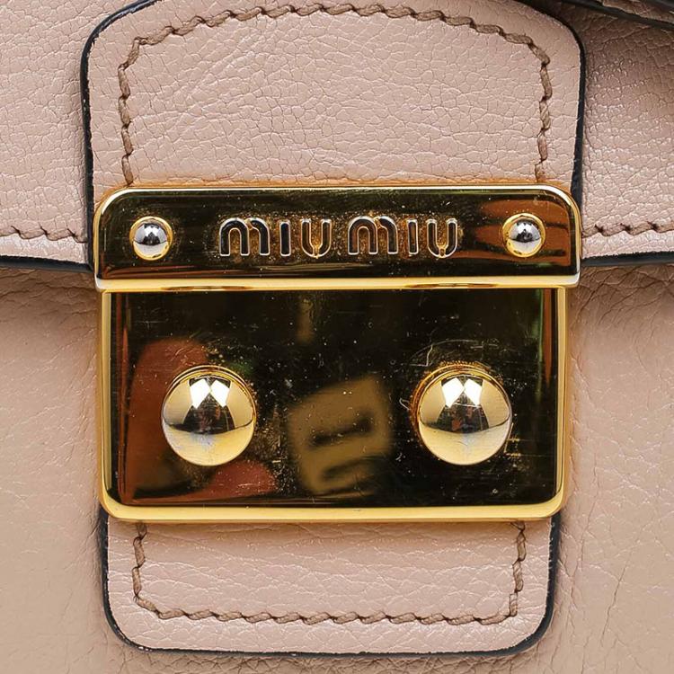 Pre Owned Miu Miu Beige Leather Madras Argilla Shoulder Bag