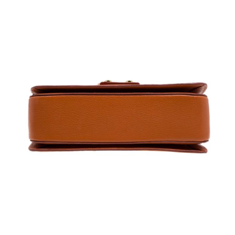 Pre Owned Miu Miu Orange Leather Madras Crossbody Bag