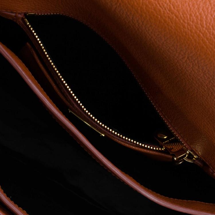 Pre Owned Miu Miu Orange Leather Madras Crossbody Bag