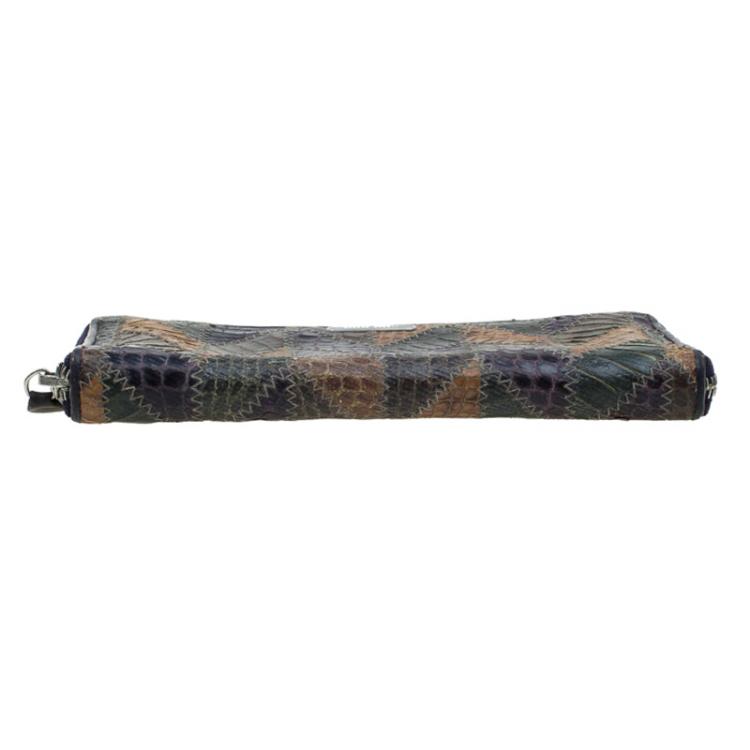 Pre Owned Miu Miu Multicolor Python Zip Around Wallet
