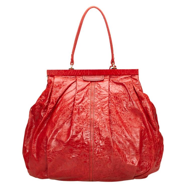 Miu Miu Red Vitello Lux Leather Frame Top Handle Bag Miu Miu Miu Miu Red Vitello Lux Leather Frame Top Handle Bag Miu Miu