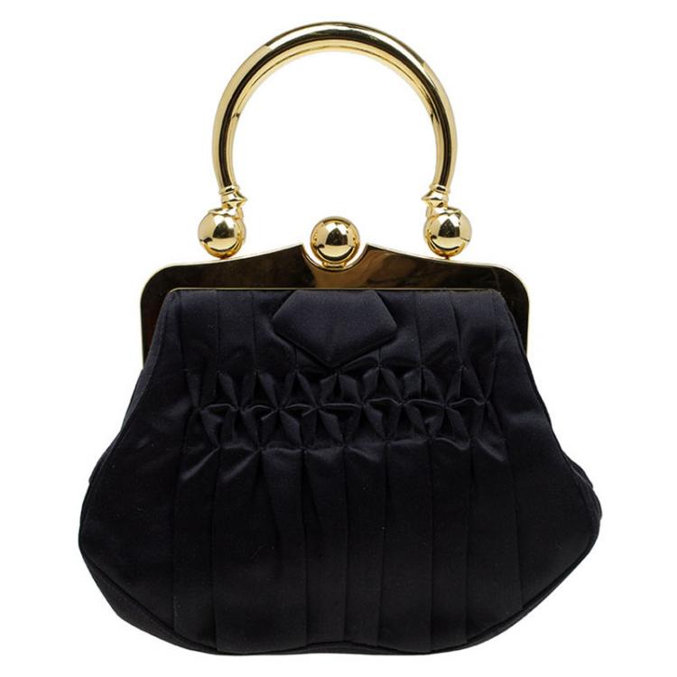 Pre Owned Miu Miu Black Satin Frame Handbag