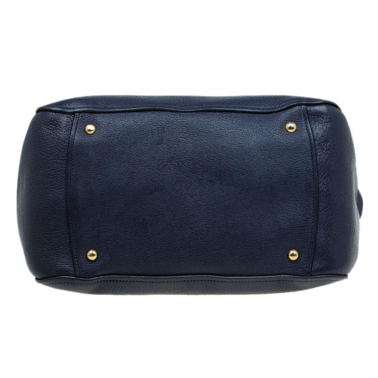 Pre Owned Miu Miu Dark Blue Leather Top handle Bag