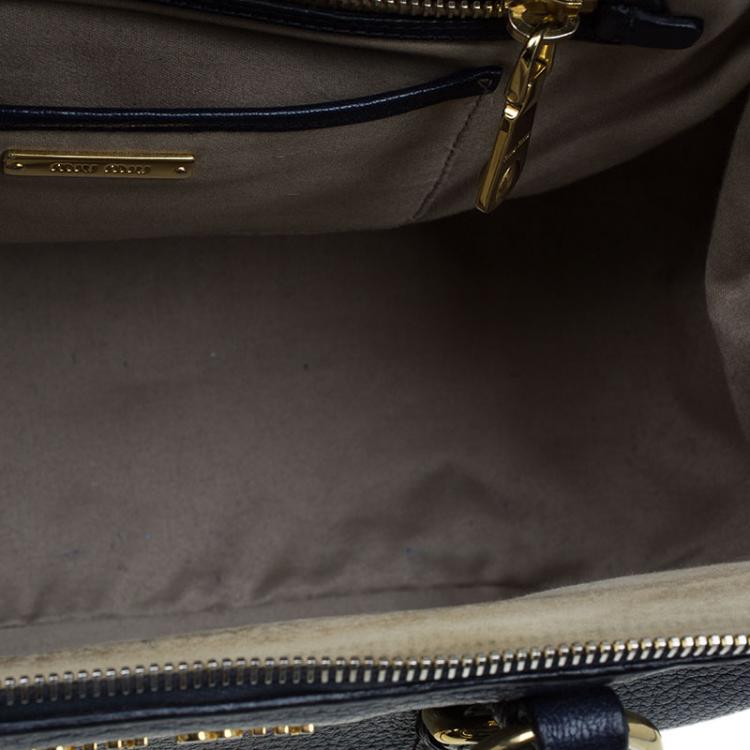 Pre Owned Miu Miu Dark Blue Leather Top handle Bag