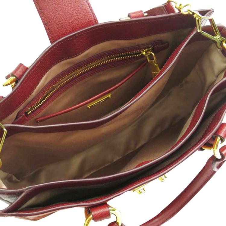 Pre Owned Miu Miu Bicolor Leather Madras Tote