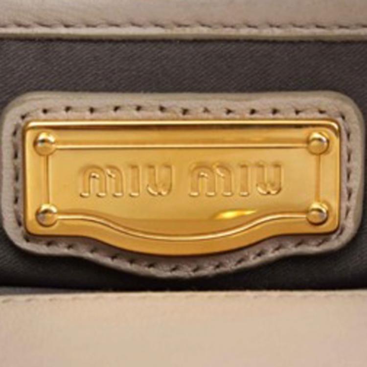 Pre Owned Miu Miu Beige Leather Matelasse Tote Bag